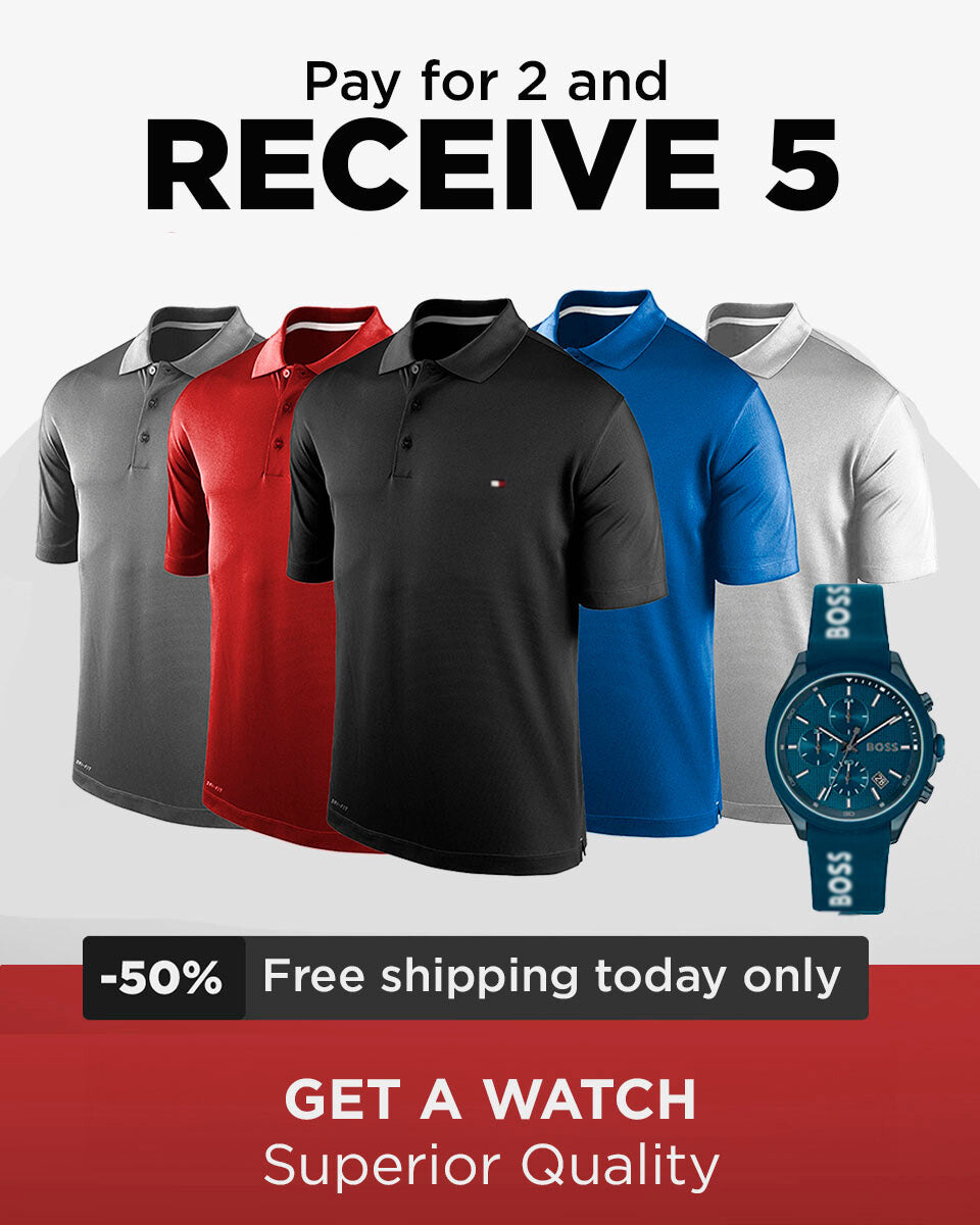 KIT POLO TOMMY SHIRTS [PAY 2 AND GET 5] + WATCH